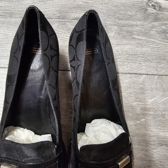 Coach Signature Logo Jamie Loafer Block Heel Womens Black Size 7.5 Vintage - Picture 6 of 12
